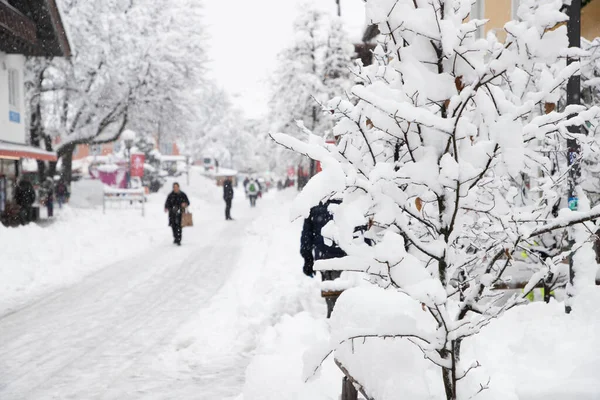 Karla Kaplı Küçük Bir Alman Köyünde Kış Mevsimi Garmish Partenkirchen — Stok fotoğraf