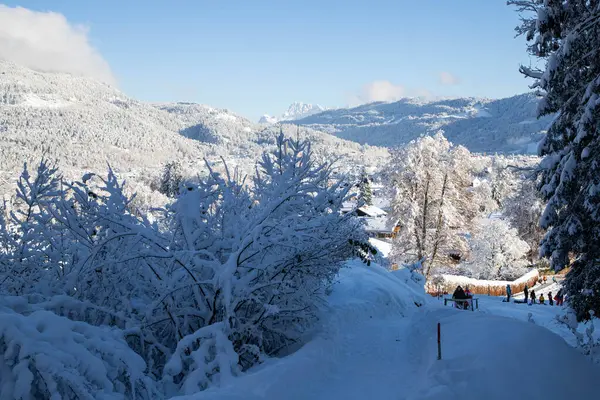 Χειμώνας Μικρό Γερμανικό Χωριό Καλυμμένος Χιόνι Garmish Partenkirchen — Φωτογραφία Αρχείου