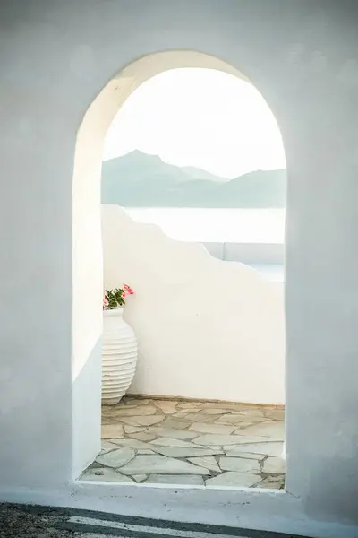 Puerta Griega Tradicional Que Abre Mar — Foto de Stock