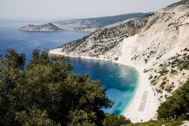 Kefonia Yunanistan. Platia Ammos Plajı en güzel plajlardan biridir. 