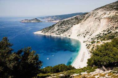 Kefonia Yunanistan. Platia Ammos Plajı en güzel plajlardan biridir. 