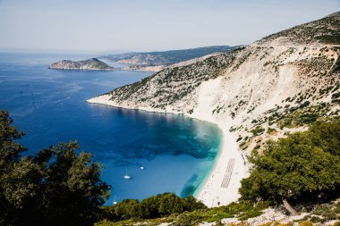 Kefonia Yunanistan. Platia Ammos Plajı en güzel plajlardan biridir. 