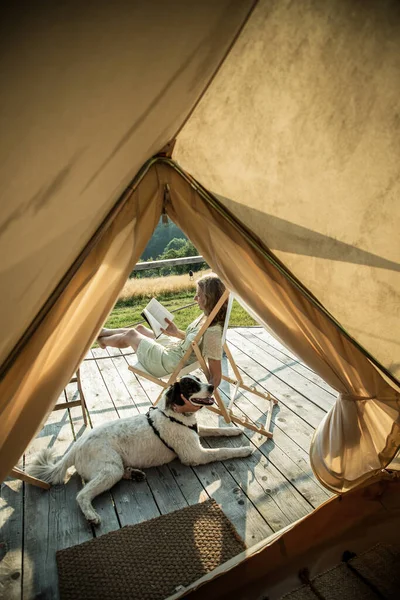glamping or glamour camping with a dog