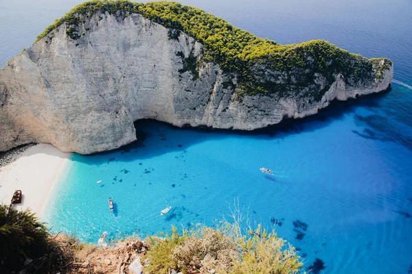 Playa Navagio Con Famoso Barco Naufragado Zante Grecia — Foto de Stock