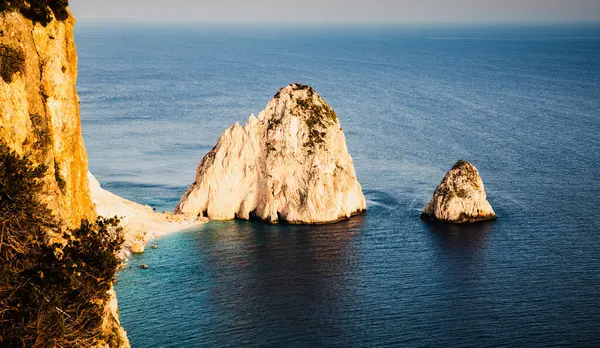Viewpoint Keri Famous Mizithres Rocks Turquoise Sea Zakynthos Island Greece — Stock Photo, Image