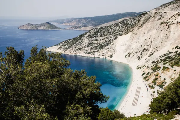 Κεφαλονιά Ελλάδα Παραλία Πλατιά Άμμος Μια Από Τις Πιο Όμορφες — Φωτογραφία Αρχείου