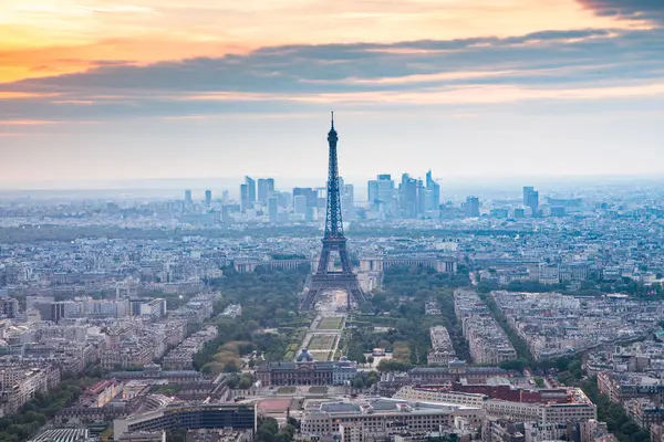 Skyline París Con Torre Eiffel Atardecer París Francia — Foto de Stock