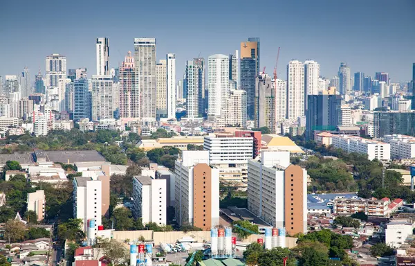 Bangkok şehir gökdelenler Tayland hava gece görünümü