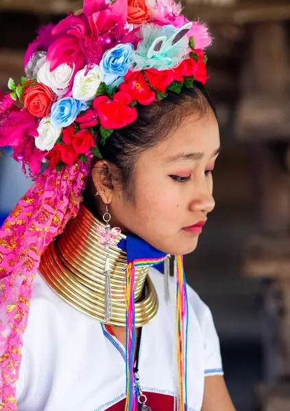Chiang Mai Thailand Février 2019 Femme Karen Tribu Hill Vendant — Photo