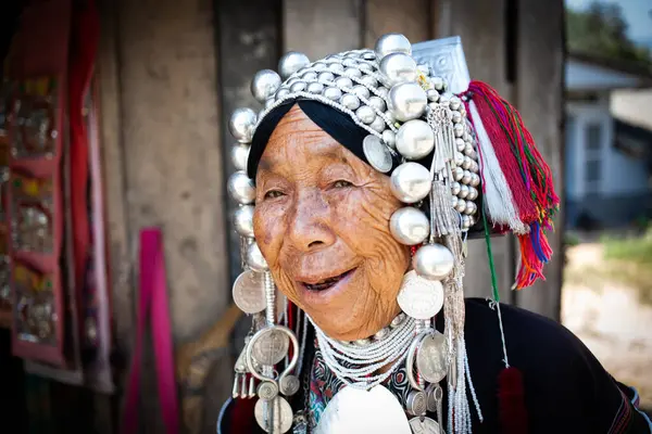 Чанг Май Тайланд Феврюарь 2019 Женщина Племени Хилл Продающая Свои — стоковое фото