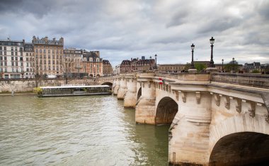 Köprü Pont Neuf ve Seine nehri eski evler, Paris, Fransa, tonlama