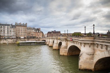 Köprü Pont Neuf ve Seine nehri eski evler, Paris, Fransa, tonlama