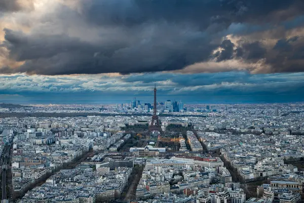 Vista Aérea París Con Torre Eiffel Francia — Foto de Stock