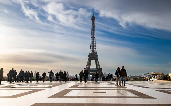 Parigi Francia Marzo 2024 Torre Eiffel Vista Dai Jardins Trocadero Immagini Stock Royalty Free