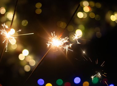 parıltı ve bokeh ışıkları Yeni yıl arkaplanı