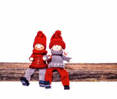 Noel Kuklası figürleri Kırmızı gri İskandinav süsleme oyuncağı