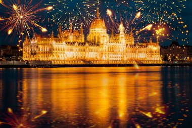 Budapeşte 'de havai fişek gösterisi Mutlu yıllar