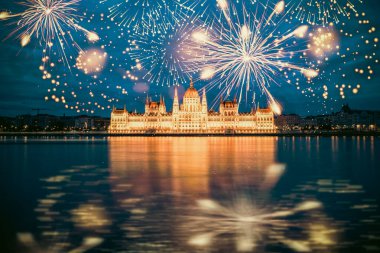 Budapeşte 'de havai fişek gösterisi Mutlu yıllar