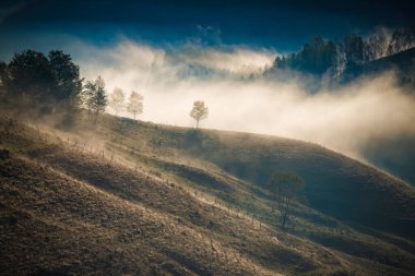 Dağlardaki inanılmaz sisli sonbahar manzarası
