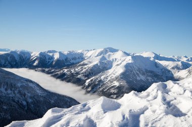 Kasprowy Wierch ve kışın çevresindeki bölge, Tatra dağları, Polonya