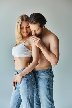A sexy couple in a passionate embrace, embodying love and connection. clipart