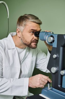 Doctor examines someones vision. clipart