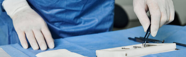 Doctor preparing his tools.