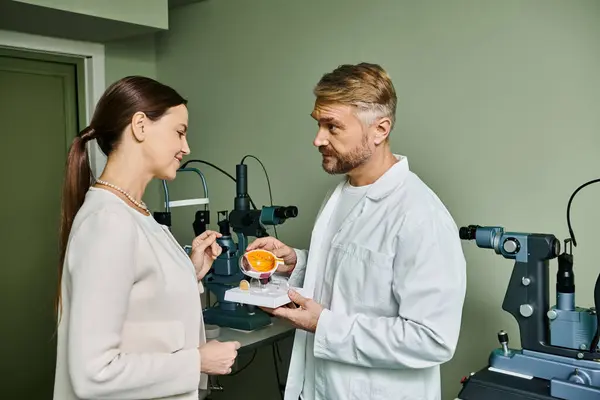 Doctor Shows Eye Model His Patient — Stock Photo, Image