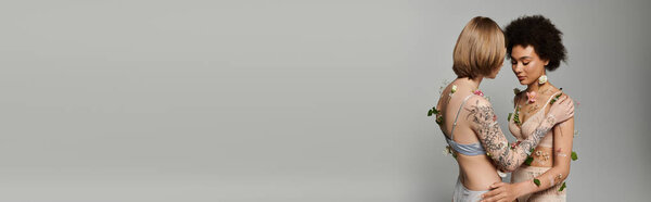 A loving couple enjoys their connection with gentle touches and affection.