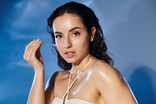 A young woman glows while practicing her radiant skincare routine.