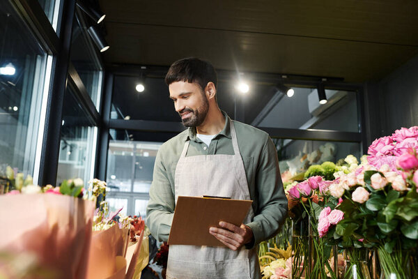 Floral expert selects exquisite flowers while showcasing his passion for plants in the shop.