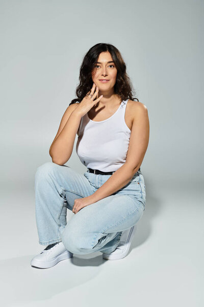 Expressing beauty and confidence in a studio setting with a modern style statement.