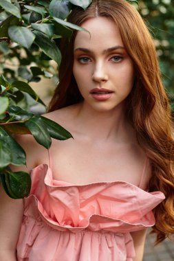 Genç bir kadın, sakin bir sera vahasında canlı bitkilerle zarif bir şekilde etkileşime girer..