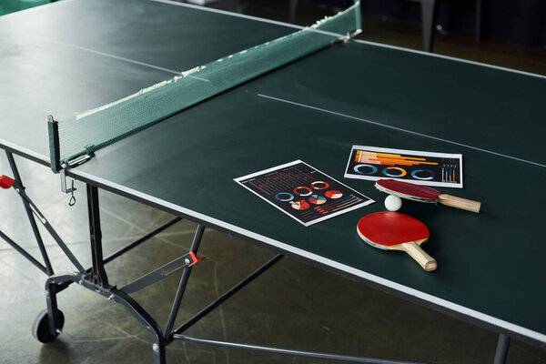 The ping pong table awaits, inviting players for a game during office hours.