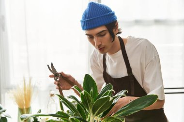 Parlak bir stüdyoda, yakışıklı genç bir adam tutkuyla canlı bitkilere yönelir..