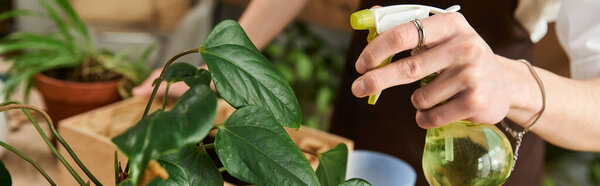 A young man gently cares for plants, transplanting greens in a vibrant indoor studio.