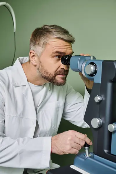 Doctor examines someones vision. — Stock Photo
