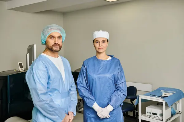 Médecin attrayant en robe d'hôpital consultant avant correction de la vue au laser. — Photo de stock