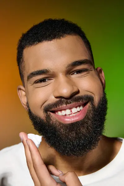 A handsome young man is seen performing his skincare routine with meticulous attention to detail. — Stock Photo