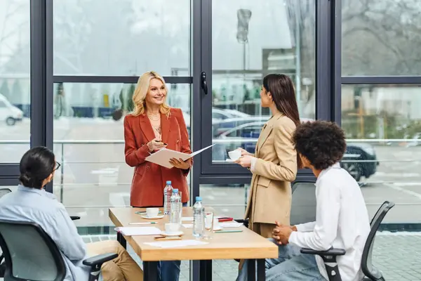 Job seekers in a conference room during a job interview. — Stock Photo