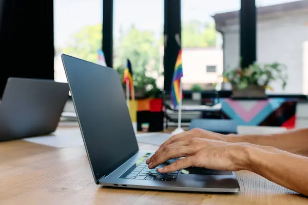 Devoted elegant man in casual business attire working in office. — Stock Photo