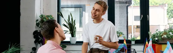 Two joyful partners engage in a lighthearted conversation, enjoying each others company. — Stock Photo