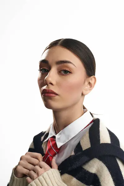 This portrait showcases a young woman in a thoughtful pose, radiating raw emotion. — Stock Photo