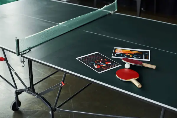 The ping pong table awaits, inviting players for a game during office hours. — Stock Photo