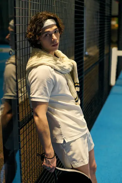 A dedicated young athlete practices his padel skills, showcasing focus and determination. — Stock Photo
