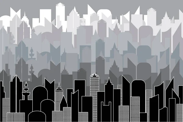 Ilustracja Sylwetka Miasta Tłem Gradacji — Wektor stockowy