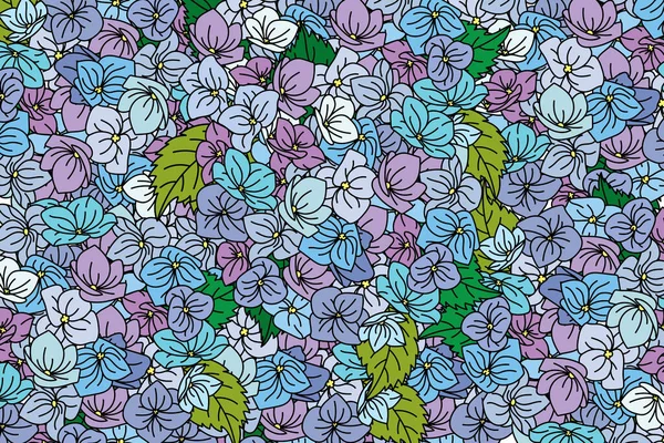 Illustration Bouquet Hydrengea Flower Leaves Background — 图库矢量图片