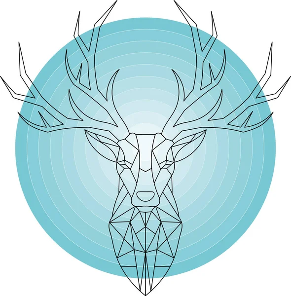 Illustration Black Line Deer Light Green Circle Background — Stock Vector