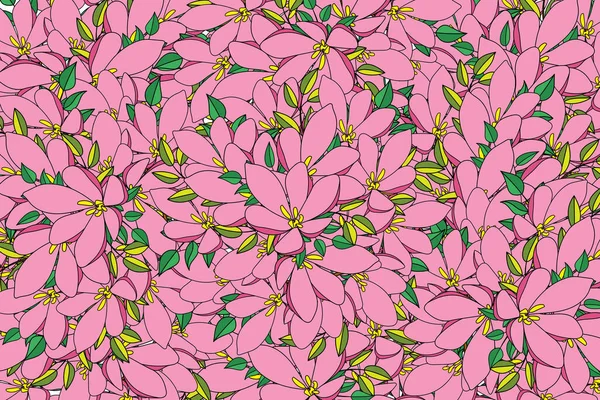 Illustration Fleur Rose Avec Fond Feuilles — Image vectorielle