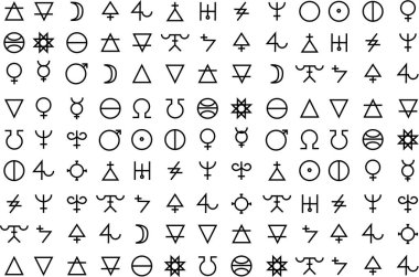 Simya sembolü arkaplanının çizimi.